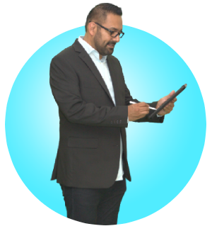 Photo of Agency Account Executive with iPad